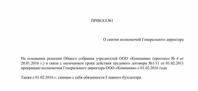 Решение о снятии с должности генерального директора образец