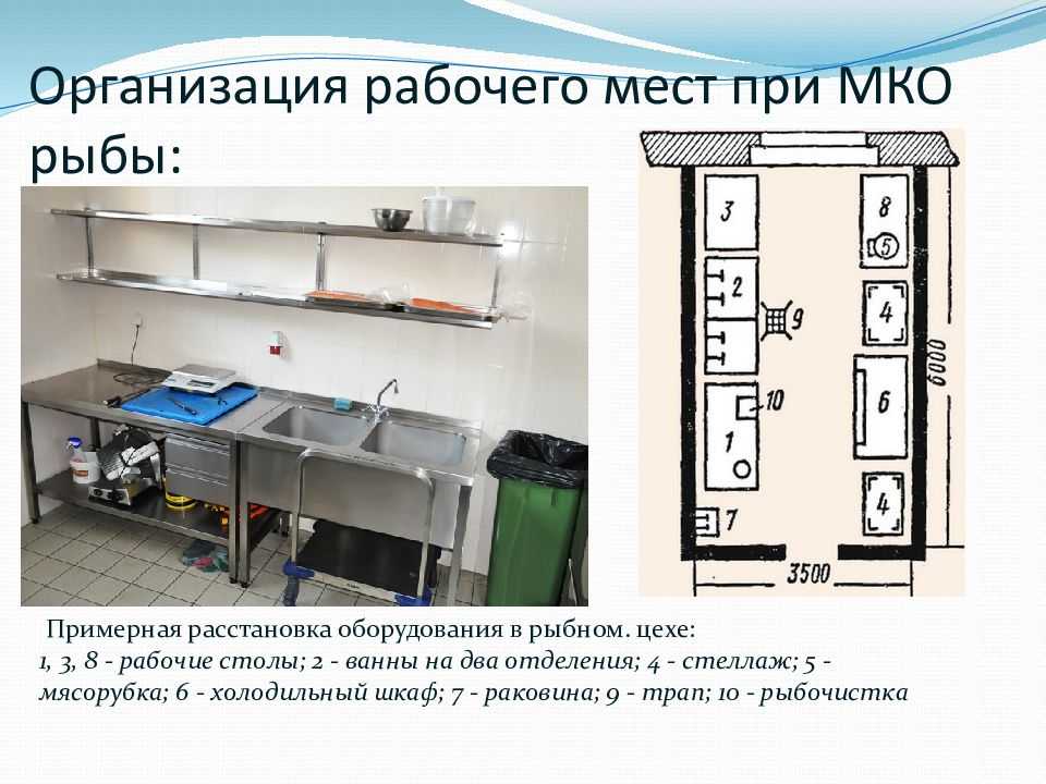 Схема цеха с расстановкой оборудования рыбного цеха