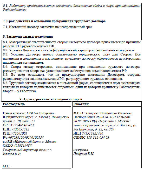 Трудовой договор фармацевта в аптеке образец