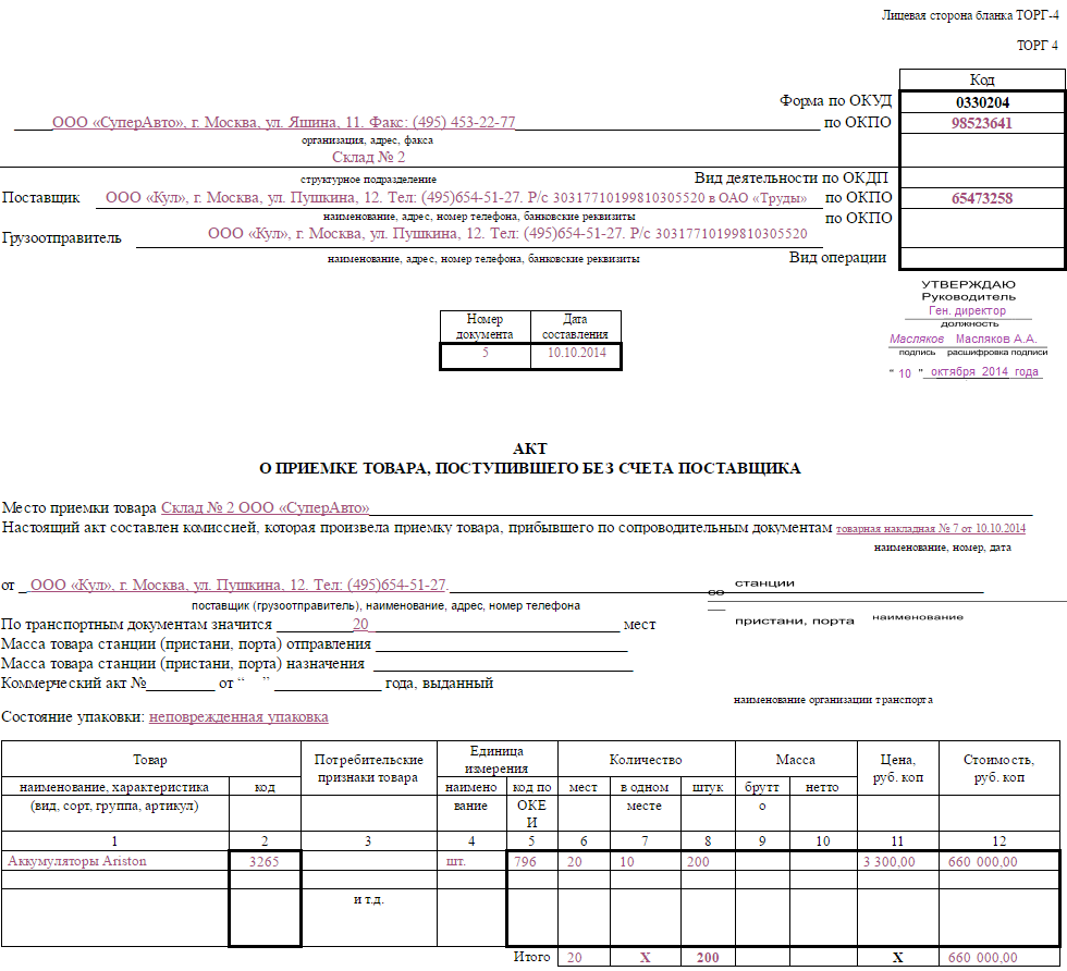 Унифицированная форма торг 2 бланк и образец