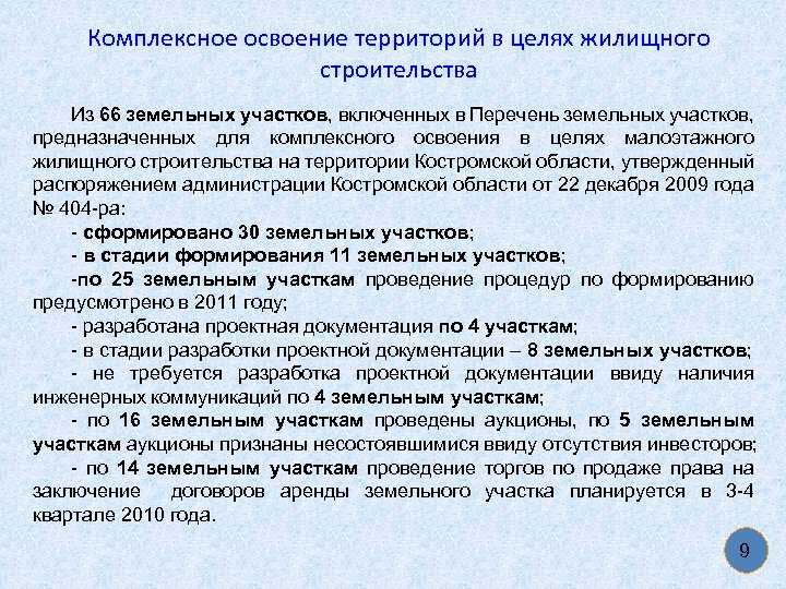 Базовый план проекта комплексного освоения территории образуется