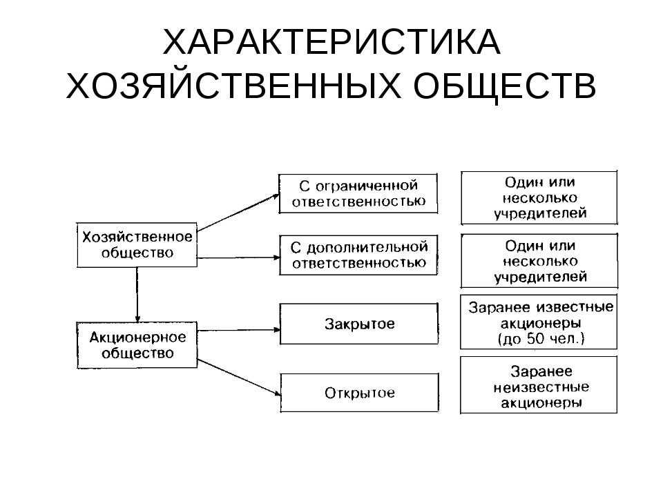 Хозяйственные общества схема