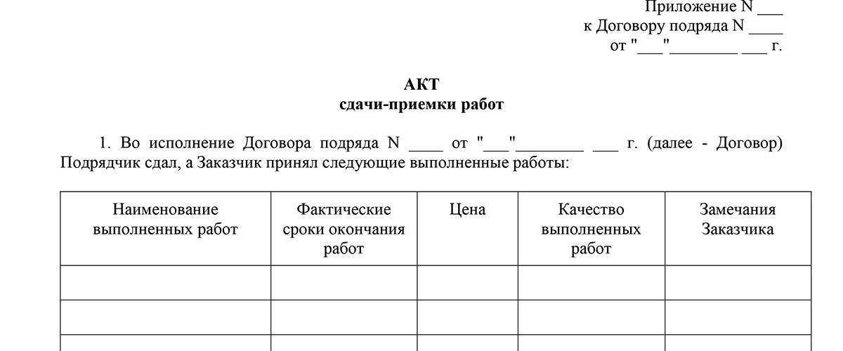 Образец акт о завершении работ по договору