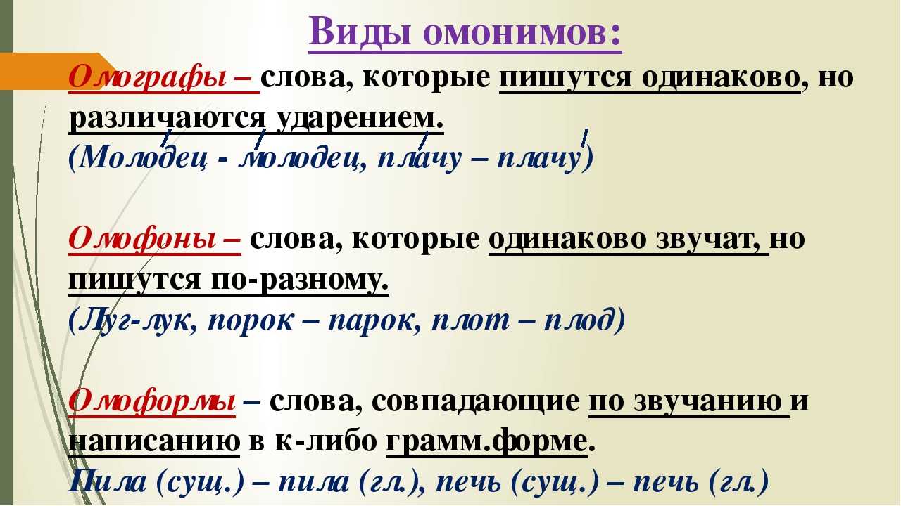 Составить предложения с омонимами