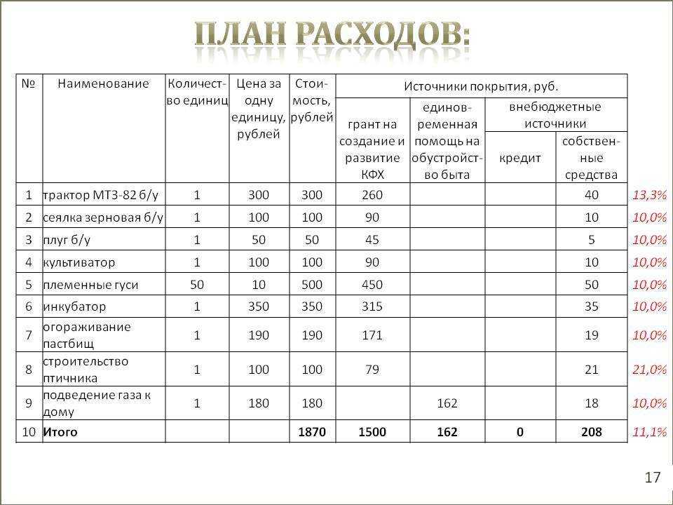 Бизнес план для лпх пример готовый с расчетами