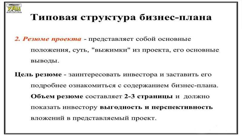 Какие элементы относятся к пункту заявка в резюме бизнес плана