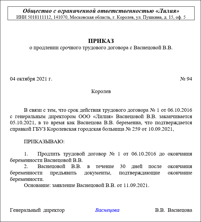 Как составить решение о продлении полномочий директора единственного учредителя