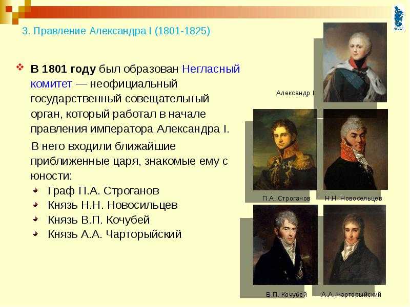 В негласный комитет входили 1. Негласный комитет 1801 - 1805. Неофициальный комитет при Александре 1.